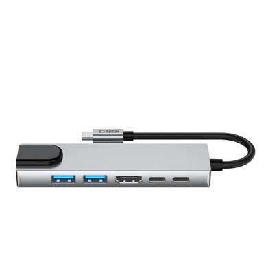 USB-C HUB adapteris Tech-Protect HB02 6in1 (USB2.0 + USB3.0 + HDMI 4K 30Hz + RJ45 + PD100W) – pilkas 2 USB-C HUB adapteris Tech-Protect HB02 6in1 (USB2.0 + USB3.0 + HDMI 4K 30Hz + RJ45 + PD100W) – pilkas 2