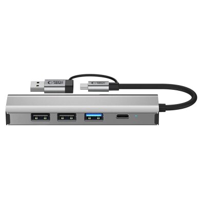 USB-C HUB adapteris Tech-Protect HB03 5in1 (USB2.0 + USB3.0 + RJ45) – pilkas 3