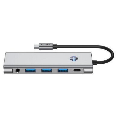 USB-C HUB adapteris Tech-Protect HB04 9in1 (USB2.0 + USB3.0 + HDMI 4K 60Hz + SD / TF + PD100W + AV3.5) – pilkas 3 USB-C HUB adapteris Tech-Protect HB04 9in1 (USB2.0 + USB3.0 + HDMI 4K 60Hz + SD / TF + PD100W + AV3.5) – pilkas 3