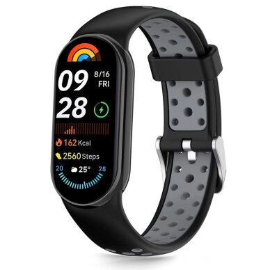 Xiaomi Smart Band 8 / 9 / 10 / NFC Tech-Protect IconBand Air dirželis – juodas ir pilkas