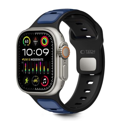 Apple Watch 44 / 45 / 46 / 49 mm Tech-Protect IconBand Line dirželis – juodas ir tamsiai mėlynas