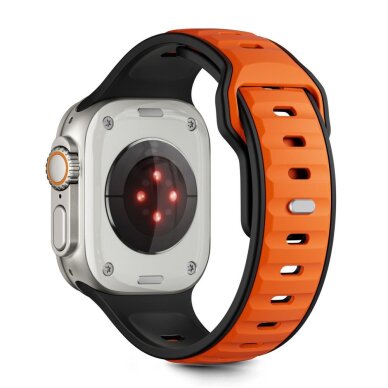 Apple Watch 44 / 45 / 46 / 49 mm Tech-Protect IconBand Line dirželis – juodas ir oranžinis 1