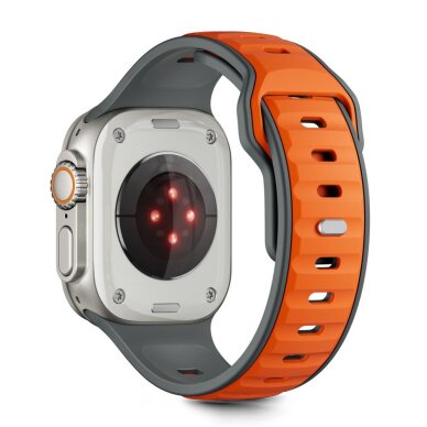 Apple Watch 44 / 45 / 46 / 49 mm Tech-Protect IconBand Line dirželis – pilkas ir oranžinis 1