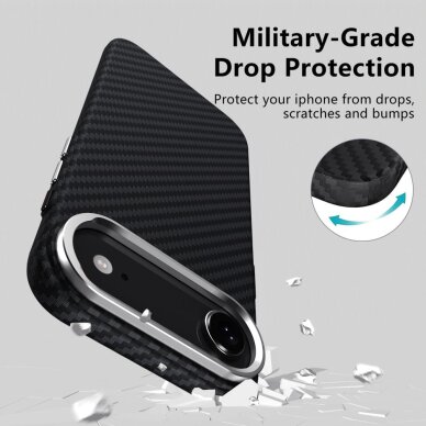 iPhone 17 Air dėklas Tech-Protect Ion Carbon MagSafe – juodas ir sidabrinis 3