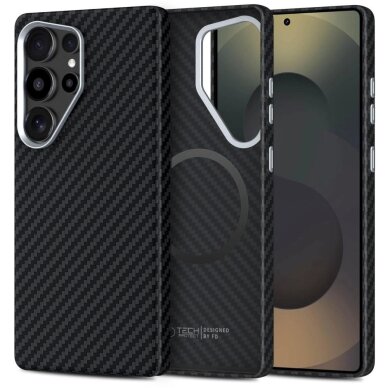 Samsung Galaxy S25 Ultra dėklas Tech-Protect Ion Carbon su MagSafe – juodas
