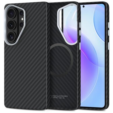 Samsung Galaxy S26 Ultra Tech-Protect Ion Carbon MagSafe dėklas – juodas ir sidabrinis Samsung Galaxy S26 Ultra Tech-Protect Ion Carbon MagSafe dėklas – juodas ir sidabrinis