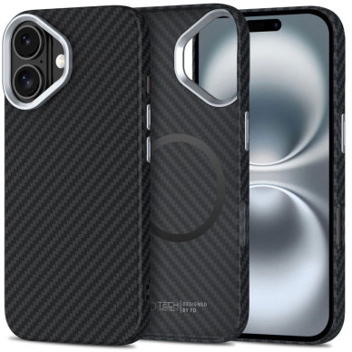 iPhone 16 – Tech-Protect Ion Carbon MagSafe dėklas - Juoda/Pilka