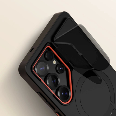 Samsung Galaxy S25 Ultra Tech-Protect Kevlar Aura MagSafe dėklas - juodas/oranžinis 3