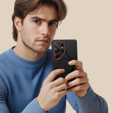 Samsung Galaxy S25 Ultra Tech-Protect Kevlar Aura MagSafe dėklas - juodas/oranžinis 7