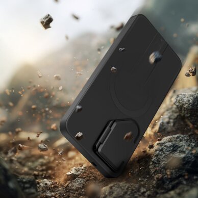 Samsung Galaxy S26 Tech-Protect Kevlar Aura MagSafe dėklas – juodas ir oranžinis 5