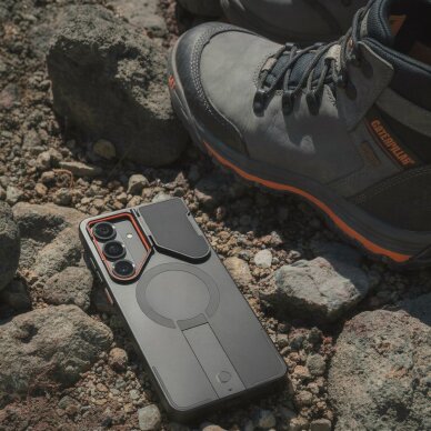 Samsung Galaxy S26 Tech-Protect Kevlar Aura MagSafe dėklas – juodas ir oranžinis 6