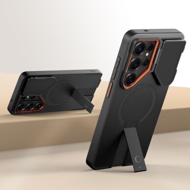 Samsung Galaxy S26 Ultra Tech-Protect Kevlar Aura MagSafe dėklas – juodas ir oranžinis 3