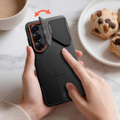 Samsung Galaxy S26 Ultra Tech-Protect Kevlar Aura MagSafe dėklas – juodas ir oranžinis 4