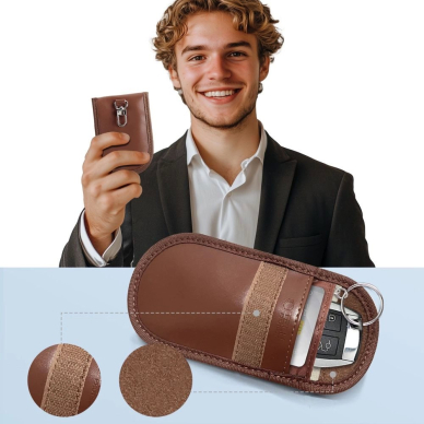 Tech-Protect KLR100 RFID Blocking Car Key Dėklas - Rudas 3