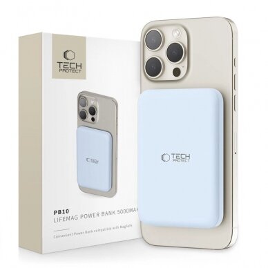 Tech-Protect LifeMag PB10 PowerbankMagSafe 5000mAh 15W USB-C port - blue + USB-C Kabelis Tech-Protect LifeMag PB10 PowerbankMagSafe 5000mAh 15W USB-C port - blue + USB-C Kabelis