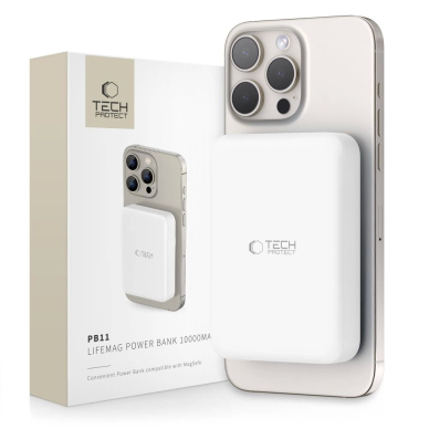 Tech-Protect LifeMag PB11 PowerbankMagSafe 10000mAh 15W USB-C port - baltas + USB-C Kabelis Tech-Protect LifeMag PB11 PowerbankMagSafe 10000mAh 15W USB-C port - baltas + USB-C Kabelis