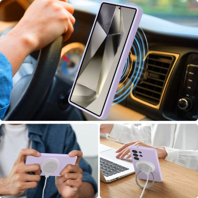 Tech-Protect Liquid Silikoninis MagSafe Dėklas skirtas Samsung Galaxy S25+ - Violetinis 2