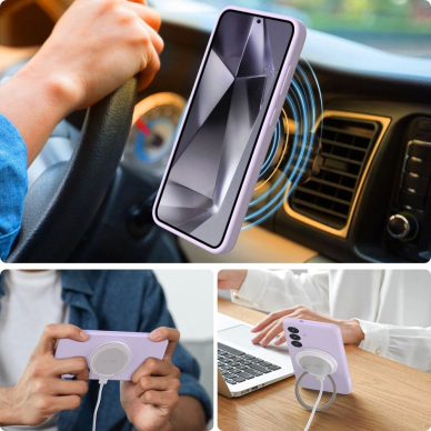 Tech-Protect Liquid Silikoninis MagSafe Dėklas skirtas Samsung Galaxy S25 - Violetinis 2