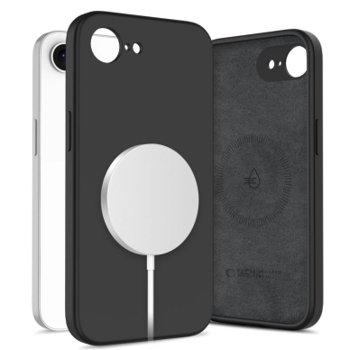 Tech-Protect Liquid Silikoninis MagSafe iPhone 16e Dėklas - Juodas