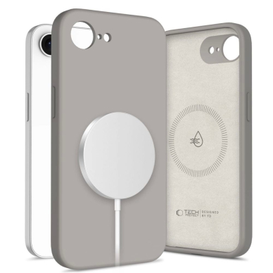 Tech-Protect Liquid Silikoninis MagSafe iPhone 16e Dėklas - Pilkas