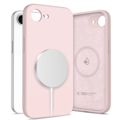 Tech-Protect Liquid Silikoninis MagSafe iPhone 16e Dėklas - Rožinis