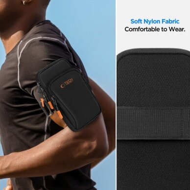 Universalus sportinis dėklas Tech-Protect M7 Armband – juodas ir oranžinis 10