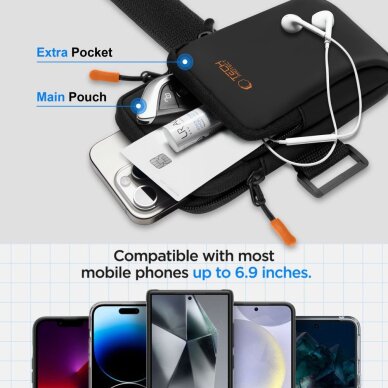 Universalus sportinis dėklas Tech-Protect M7 Armband – juodas ir oranžinis 9 Universalus sportinis dėklas Tech-Protect M7 Armband – juodas ir oranžinis 9