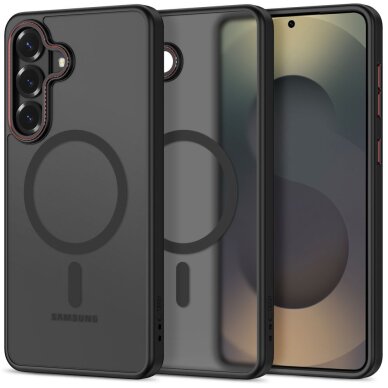 Samsung Galaxy S26+ Tech-Protect MagCam MagSafe dėklas – juodas ir raudonas