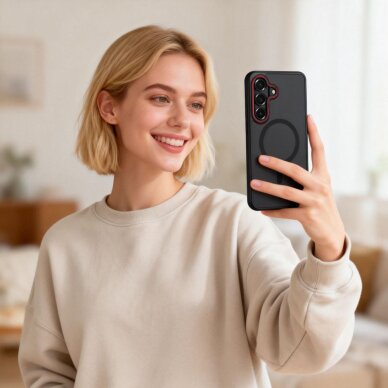 Samsung Galaxy S26 Tech-Protect MagCam MagSafe dėklas – juodas ir raudonas 7