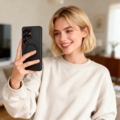 Samsung Galaxy S26 Ultra Tech-Protect MagCam MagSafe dėklas – juodas ir raudonas 7 Samsung Galaxy S26 Ultra Tech-Protect MagCam MagSafe dėklas – juodas ir raudonas 7