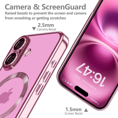 iPhone 16 Tech-Protect MagFlex MagSafe dėklas - skaidrus / rožinis 1