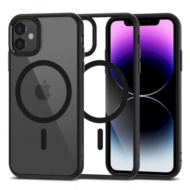 Tech-Protect MagMat MagSafe Dėklas iPhone 11 - Permatomas Juodas Tech-Protect MagMat MagSafe Dėklas iPhone 11 - Permatomas Juodas