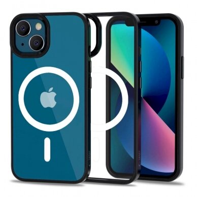 Tech-Protect MagMat MagSafe Dėklas iPhone 13 - Permatomas Juodas Tech-Protect MagMat MagSafe Dėklas iPhone 13 - Permatomas Juodas