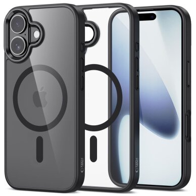 iPhone 17 dėklas Tech-Protect MagMat su MagSafe – juodas, skaidrus