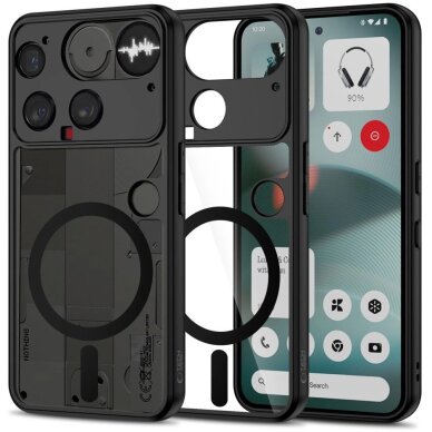 Nothing Phone 3 dėklas Tech-Protect MagMat su MagSafe – juodas ir skaidrus