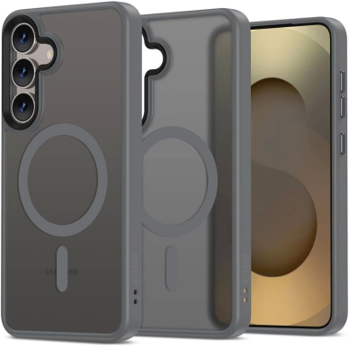 Samsung Galaxy S25 – Tech-Protect MagMat MagSafe dėklas - Skaidriai pilkas