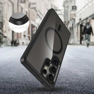 Tech-Protect MagMat MagSafe Dėklas skirtas Samsung Galaxy S25 Ultra - Permatomas Juodas 3