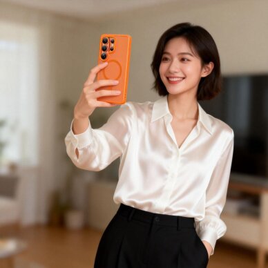 Samsung Galaxy S26 Tech-Protect Magmat MagSafe dėklas – oranžinis matinis 8