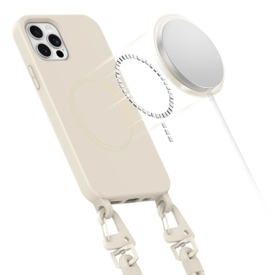 Dėklas Tech-Protect MagNecklace MagSafe iPhone 12 / 12 Pro - Smėlinis 2 Dėklas Tech-Protect MagNecklace MagSafe iPhone 12 / 12 Pro - Smėlinis 2
