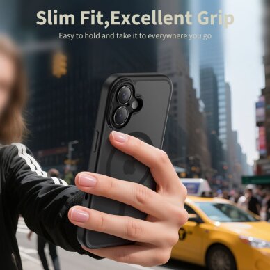 iPhone 17 Tech-Protect MagPeak MagSafe CC dėklas – matinės juodos spalvos 3