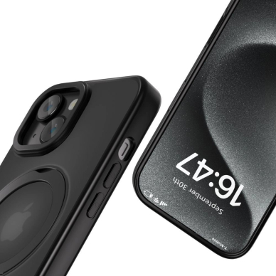 iPhone 16e – Tech-Protect MagRing MagSafe dėklas - Matinis juodas 1