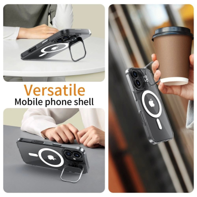 Tech-Protect MagStand MagSafe iPhone 16 Dėklas - Skaidrus 1 Tech-Protect MagStand MagSafe iPhone 16 Dėklas - Skaidrus 1