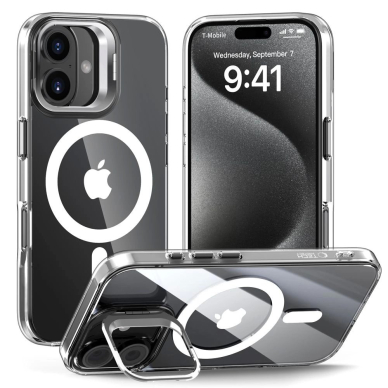 Tech-Protect MagStand MagSafe iPhone 16 Dėklas - Skaidrus Tech-Protect MagStand MagSafe iPhone 16 Dėklas - Skaidrus