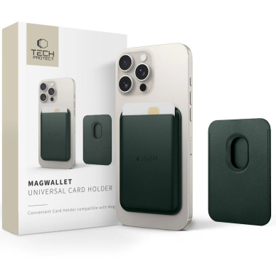 – Tech-Protect MagWallet MagSafe dėklas su universaliu magnetiniu kortelės ar ID laikikliu - Žalias