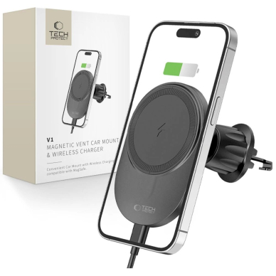 Tech-Protect MM15W-V1 car Telfono laikiklis MagSafe 15W inductive Įkroviklis air vent - Juodas Tech-Protect MM15W-V1 car Telfono laikiklis MagSafe 15W inductive Įkroviklis air vent - Juodas