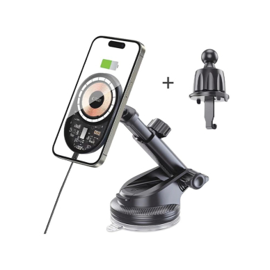 Tech-Protect MM15W-V6 15W Car Charger Holder MagSafe Dashboard and Air Vent - Juodas 1 Tech-Protect MM15W-V6 15W Car Charger Holder MagSafe Dashboard and Air Vent - Juodas 1