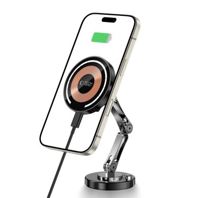 Automobilinis laikiklis Tech-Protect MM15W-V8 magnetinis MagSafe 15W prietaisų skydeliui – juodas 1