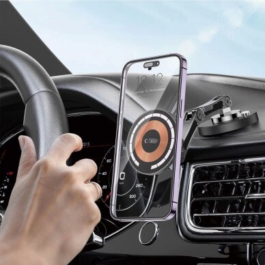 Automobilinis laikiklis Tech-Protect MM15W-V8 magnetinis MagSafe 15W prietaisų skydeliui – juodas 4 Automobilinis laikiklis Tech-Protect MM15W-V8 magnetinis MagSafe 15W prietaisų skydeliui – juodas 4