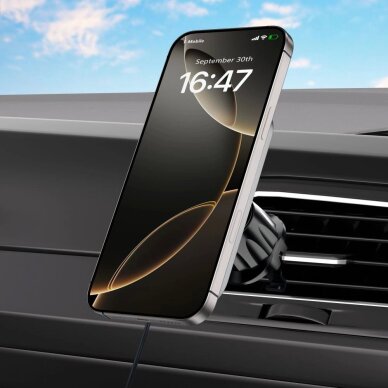 Automobilinis laikiklis Tech-Protect MM15W-V9 su MagSafe prietaisų skydeliui ir vėdinimo angai 15W – juodas 6 Automobilinis laikiklis Tech-Protect MM15W-V9 su MagSafe prietaisų skydeliui ir vėdinimo angai 15W – juodas 6