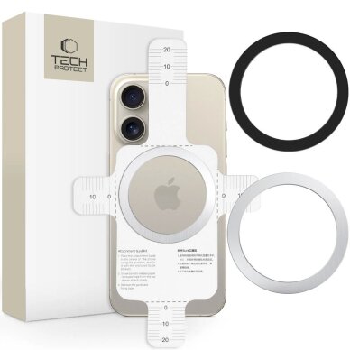 Magnetinis žiedas Tech-Protect MMP-110 2in1 su MagSafe – sidabrinis ir juodas Magnetinis žiedas Tech-Protect MMP-110 2in1 su MagSafe – sidabrinis ir juodas